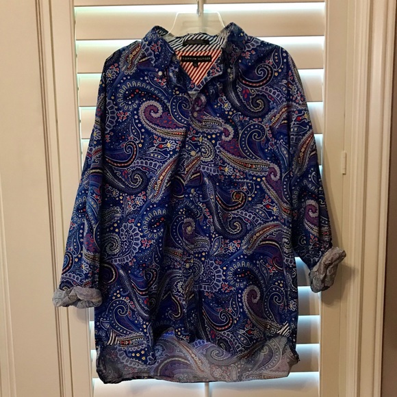 Tommy Hilfiger Blue Paisley Button Down - Picture 3 of 4